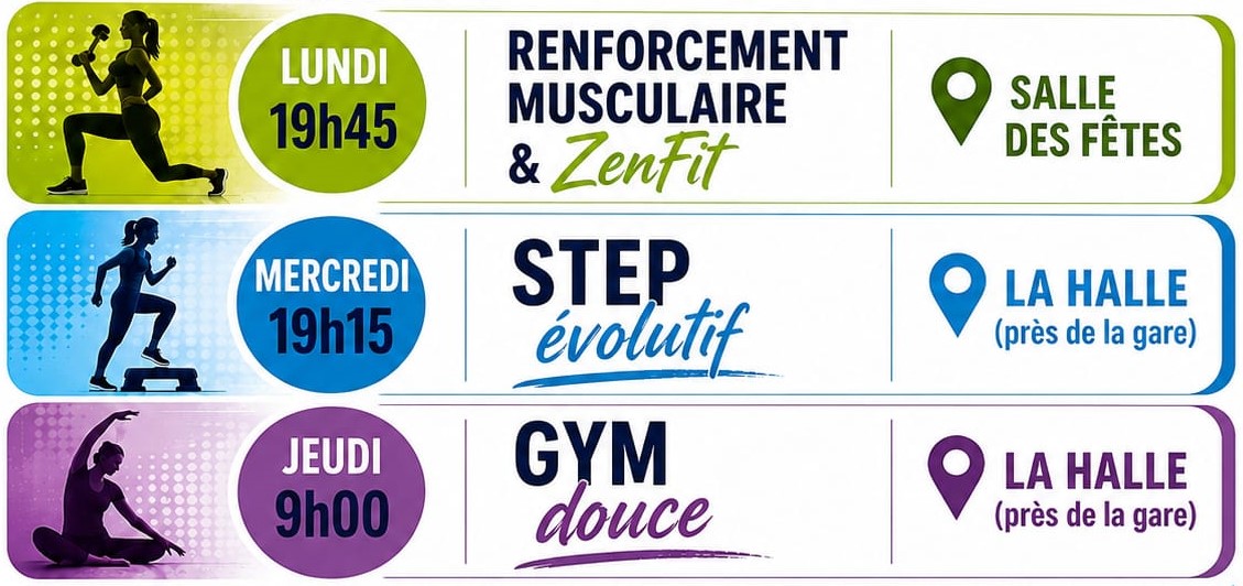 Planning des cours du Club de Gym de Guignicourt